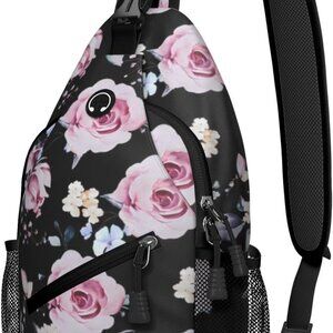 Versatile Rose Flower Sling Backpack for Men & Women – Ideal for Travel & Hiking